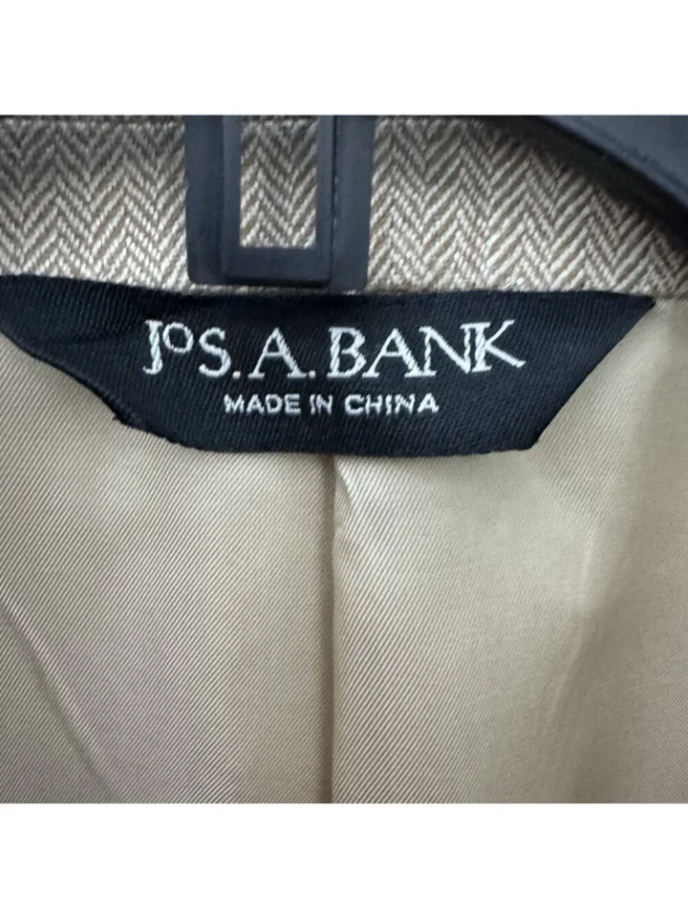 Jos. A. Bank Signature 44L Silk Camel Hair Tan Herringbone Sport Coat